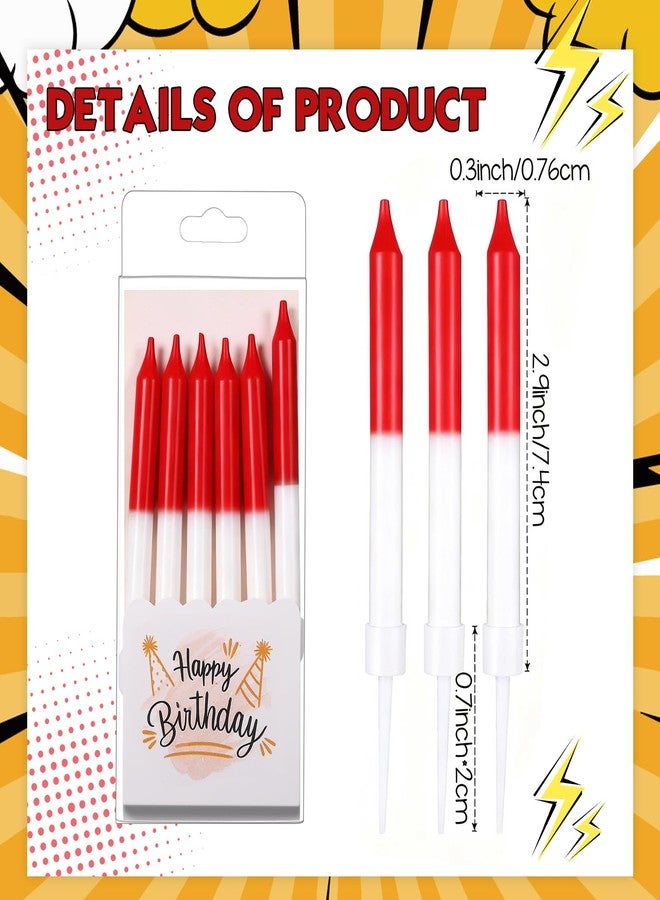 Conelist 12 Pcs Cartoon Red White Birthday Candles Anime Cake Topper for Theme Party Favors Decorations - Image 2